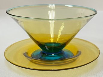 Vintage Hand Blown Glass Cup & Saucer