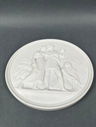 Royal Copenhagen Plaque Depicting A Couple With Young Child.