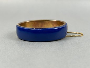 Vintage Blue Hinged Bangle Bracelet