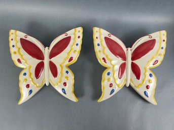 2 Ceramic Abingdon USA Butterfly Wall Pockets.