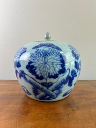 Chinese Celadon Blue Painted Ginger Jar