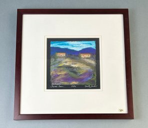 Vintage Signed Oil Pastel Print Art Framed