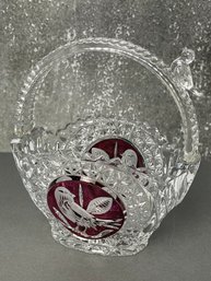 Crystal Glass Hofbauer Leaded Crystal Bird On Handle Ruby Glass