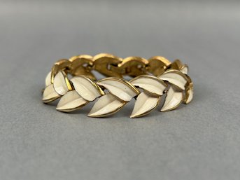 Trifari Crown White And Goldtone Bracelet