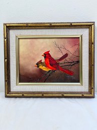 Original Carol Ward Cardinal Oil Painting Of Cardinals.
