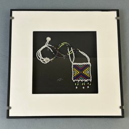 Ethnic Zulu Beaded Necklace In Shadowbox Frame