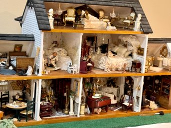 Furnished Plantation Replica Doll House - Close To 4 Ft -Wide *Local Pick Only*