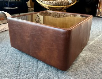 Vintage Faux Leather Glass Top Coffee Table *LOCAL PICKUP ONLY - NO SHIPPING*