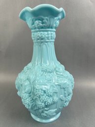Anchor Hocking Blue Milk Glass Vase.