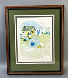 Vintage Rie Munoz Signed And Numbered Print Dog And Quilt Unalakleet.