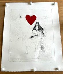 Jim Dine Etching Titled: Girl And Her Dog State 1, 1970