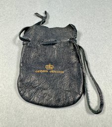 Small Black Leather Pouch With Georg Jenson Name And Insignia