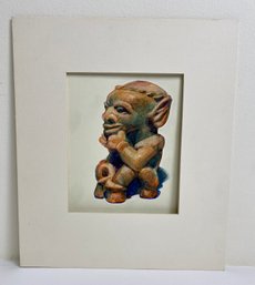 Leslie Morse Signed Painting Of Pre Columbian  Statue