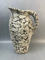 Vintage Shades Of Clay Studio Pottery Pitcher: Signed By Artist Stan Langtwait 1970