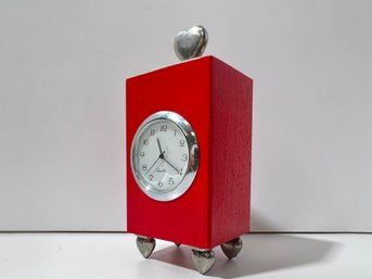 Jim Cliff Pewter And Wood Small Clock
