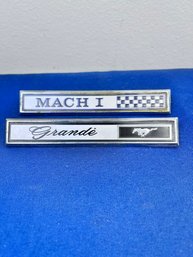 Vintage Mach 1 And Grande Mustang Badges.