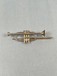 Vintage Silver Trumpet Brooch