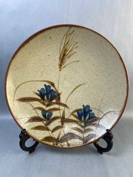 Large Vintage Studio Pottery Platter With Floral Design