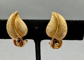 Gold Tone Snap On Earrings By Pennino