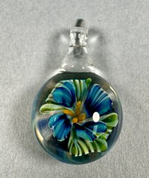 Flower Encased In Glass Pendant