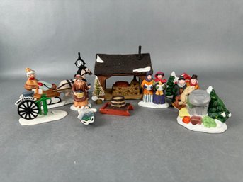 Lot Of Christmas Figurines And Out  Building