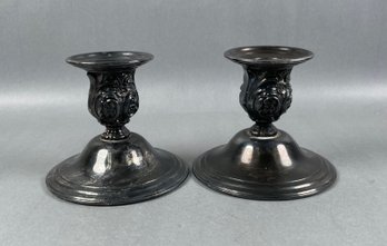 William Rogers Silver Plated Short Candlesticks