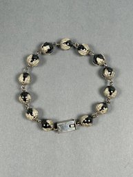 Vintage Sterling Silver Wrap Over Steel Beads Bracelet