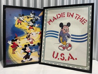 Lot Of 2 Framed Vintage Mickey Mouse Posters