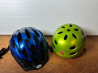 Two Bicycle Helmets