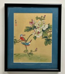 Framed Asian Bird And Floral Art Print