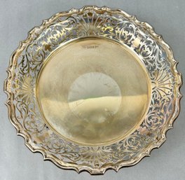 ANTIQUE LARGE STERLING FOOTED SILVER TRAY/SALVER SHEFFIELD BY WALKER AND HALL