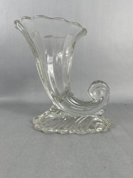 Heisey Cornucopia Vase- Ipswich Clear  - 9 Inches