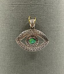 Sterling Silver And Abalone Accent Evil Eye Pendant