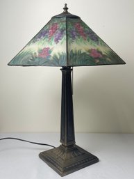 Art Deco Style Brass Base With Glass Shade Table Lamp