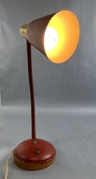 Vintage Wood Base Metal Table Lamp.