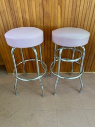 Two Lavender Vintage Style Bar Stools