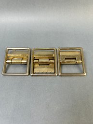 3 Brass Military Belt Buckles.