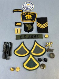 Vintage Military Insignia From Various Services.