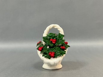 Christmas Porcelain Basket With Holly