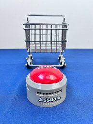 Mini Shopping Cart And A Button For When You Get Angry.