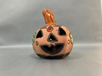 Blue Orange Pottery Pumpkin