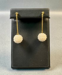 Beaded Mini Pearl Dangle Pierced Earrings