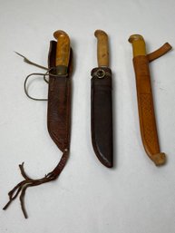 Vintage Lot Of 3 Knives J Marttiini Finland