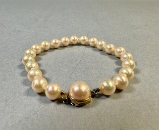 Faux Pearl Bracelet With Sterling Silver Clasp