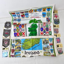 3 Irish Themed Kitchen Towels And Some UK And Irish Patches.