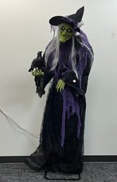 Life Size Witch With Crow Animated