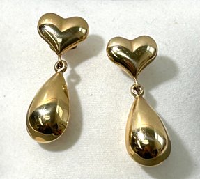 14k Yellow Gold Heart Shaped Earrings