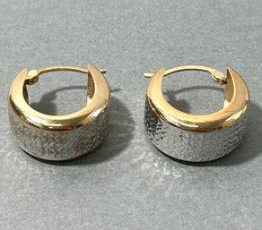 14k Yellow Gold & Silver Hoop Earrings