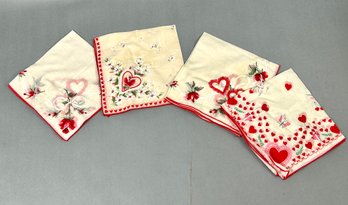 Vintage Sweetheart Valentine Embroidered Cloth Handkerchief