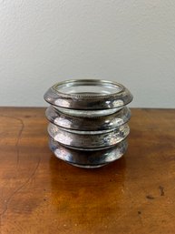 Vintage Sterling Rimmed Glass Coasters